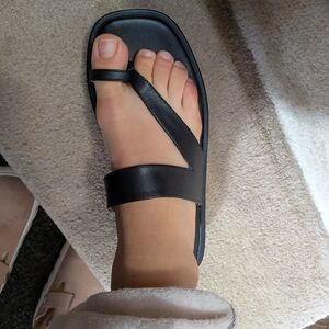 Saks Fifth Avenue Black Leather Sandals